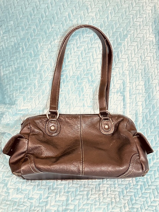 croft & barrow Handbags - Black Genuine Leather Shoulder Bag Soft Pebbled Slouchy Zip Top Everyday Purse